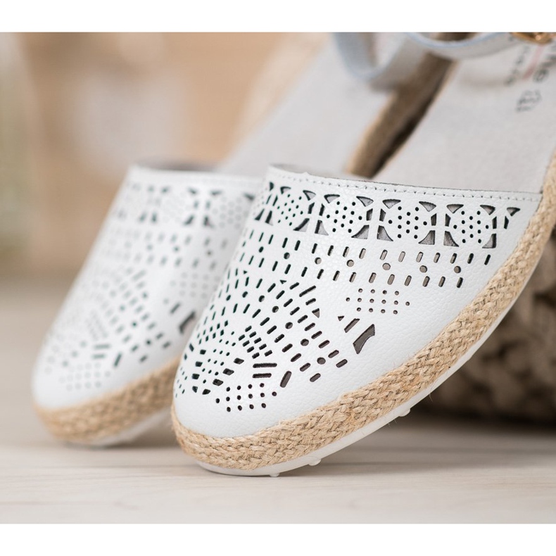 VINCEZA kožne balerine s patentnim zatvaračem bijela 1