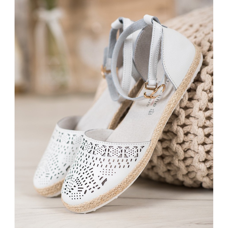 VINCEZA kožne balerine s patentnim zatvaračem bijela 2