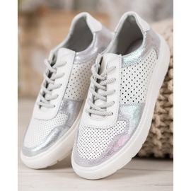 Goodin Kožne cipele od brokata bijela 2