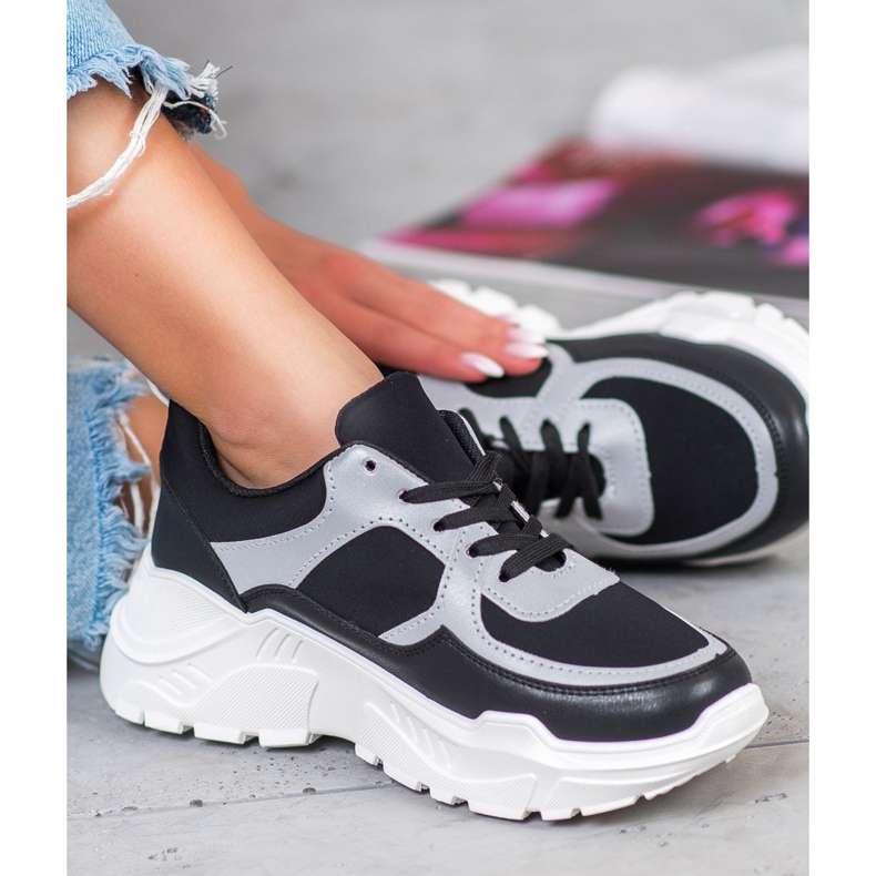 SHELOVET Elegantne tenisice bijela crna 2