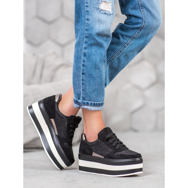 Seastar Tenisice na platformi crno siva 2