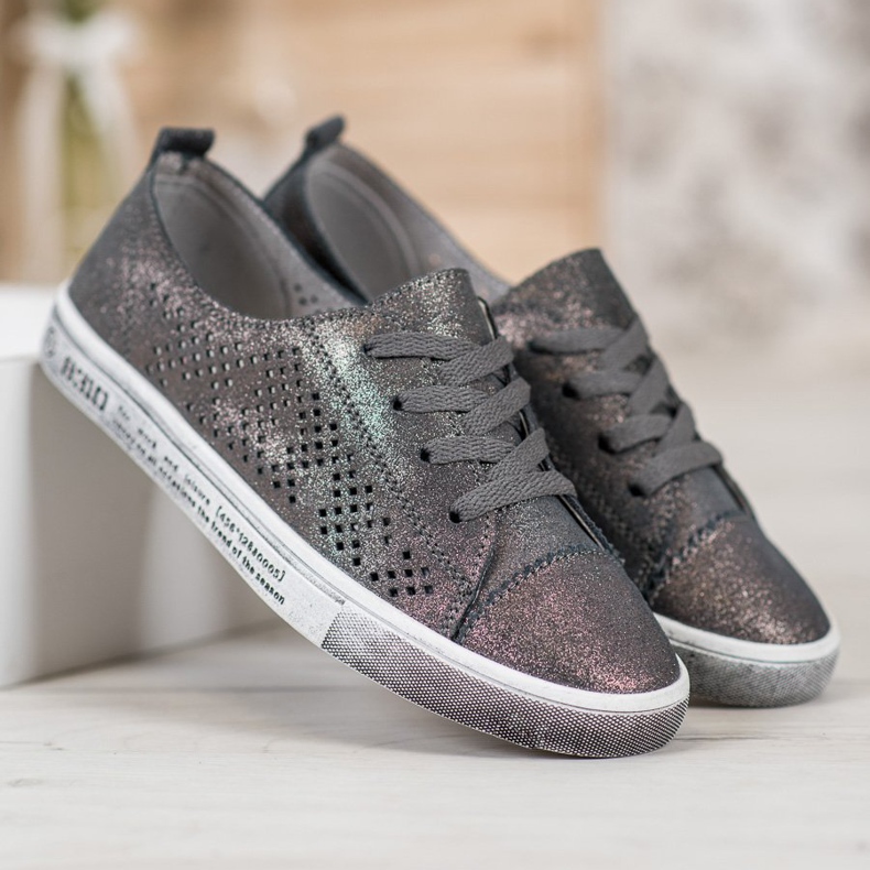 VINCEZA Kožne tenisice siva 2