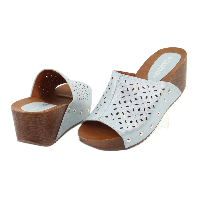 M.Daszyński Ženske papuče na klin Daszyński SA144-8 plava 4