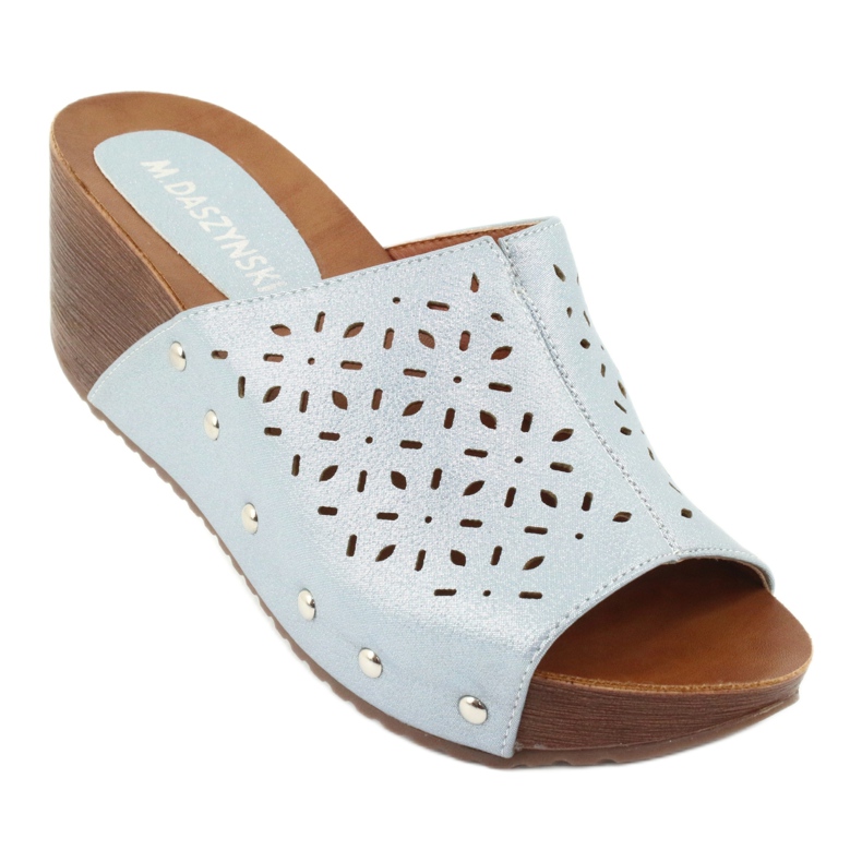 M.Daszyński Ženske papuče na klin Daszyński SA144-8 plava 1