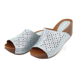 M.Daszyński Ženske papuče na klin Daszyński SA144-8 plava 3