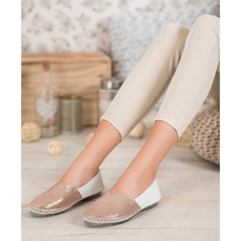 VINCEZA kožni papuče bijela žuta boja 1