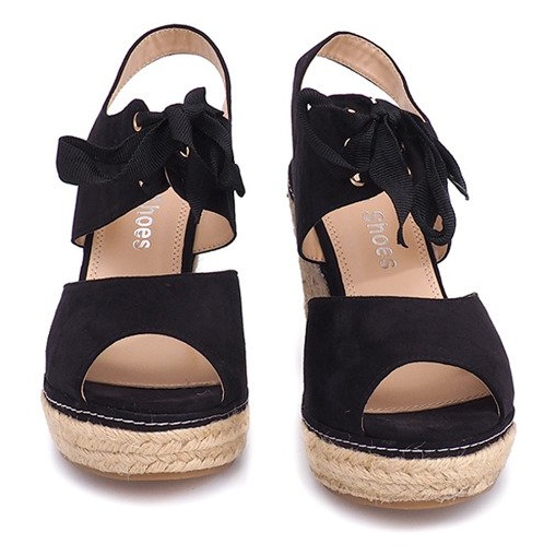 Sandale na klin Espadrilles B2909 Crna crno 1