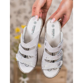 Goodin Srebrne kožne papuče siva 1