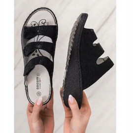 Goodin Crne kožne papuče crna 2