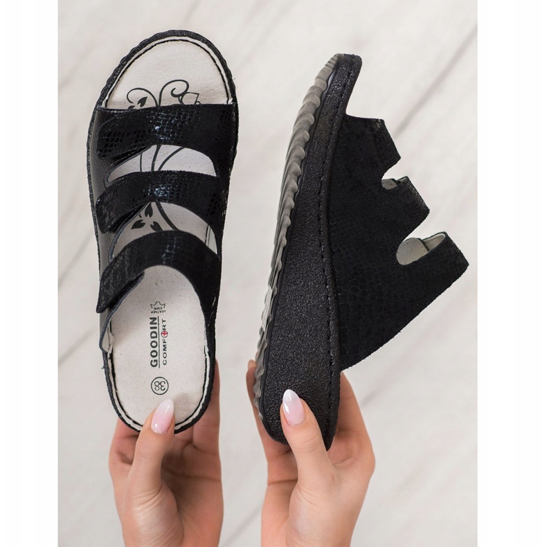 Goodin Crne kožne papuče crno 2