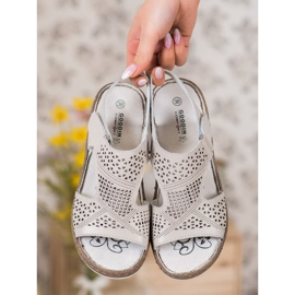 Goodin Ažur sandale na klin siva 1