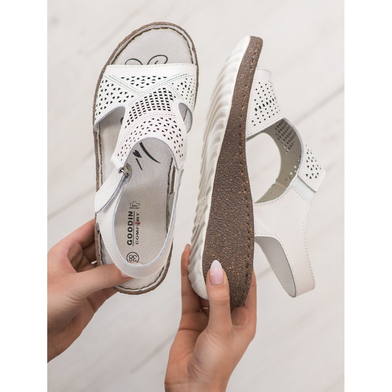 Goodin Ažur sandale na klin bijela 2