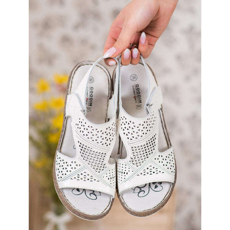 Goodin Ažur sandale na klin bijela 1