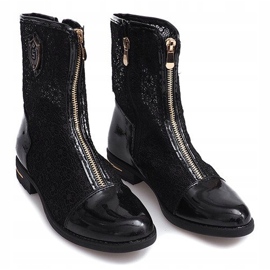 Ažurne čizme sa patentnim zatvaračem X362 crne crna 2