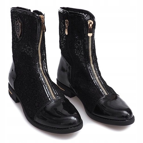 Ažurne čizme sa patentnim zatvaračem X362 crne crna 2