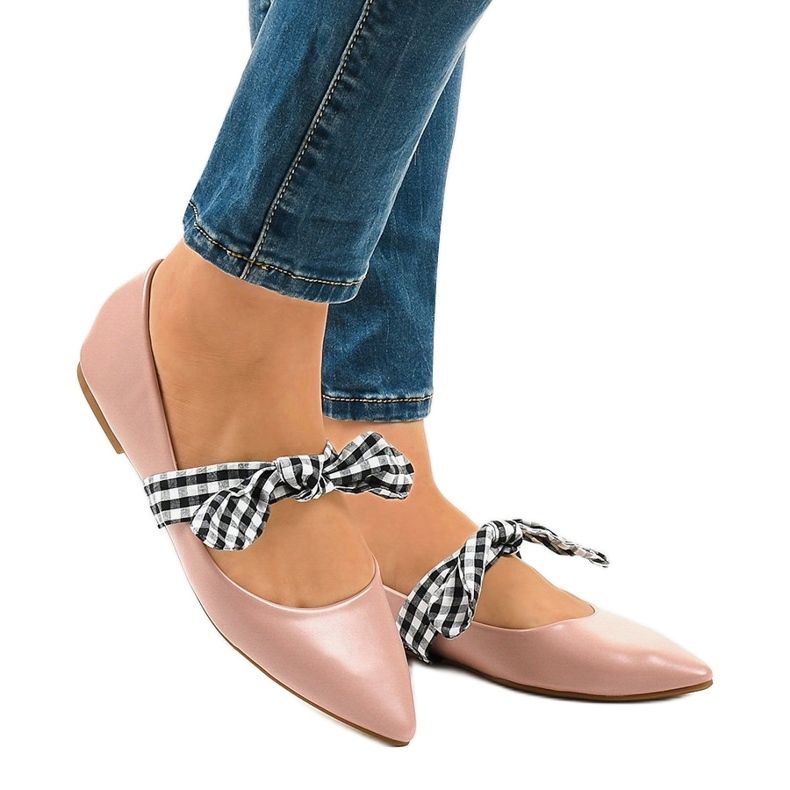 Ružičaste balerinke na vezanje s mašnicama NK07P ružičasta 1