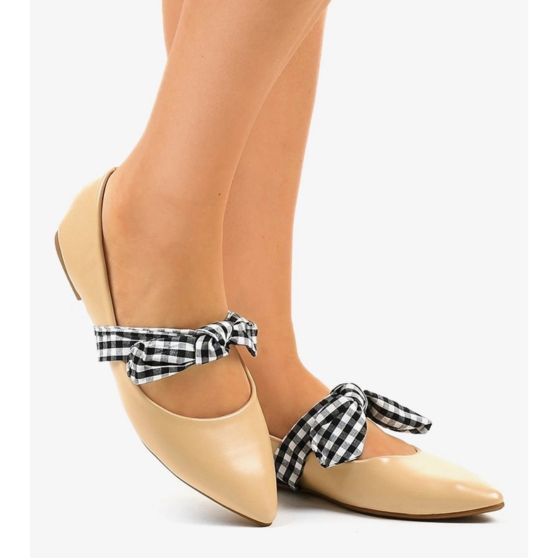 BM Bež balerine s mašnicama na vezanje NK07P 1