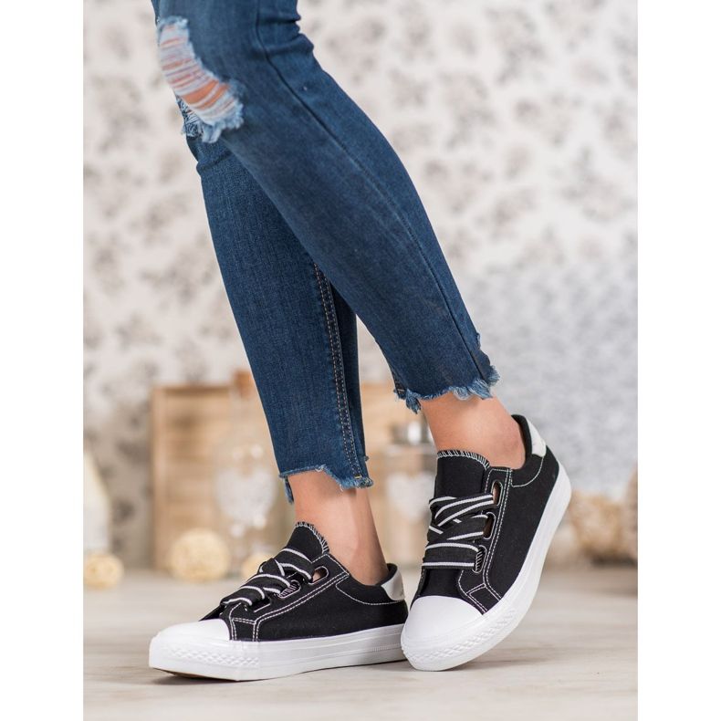 SHELOVET Udobne tenisice od tekstila crno 1