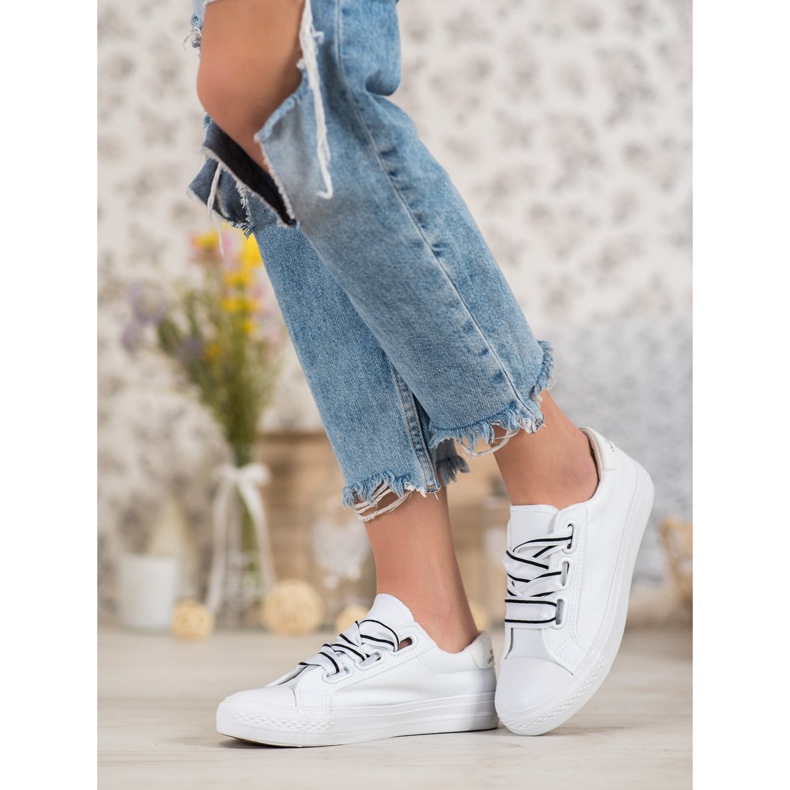 SHELOVET Udobne tenisice od tekstila bijela 2