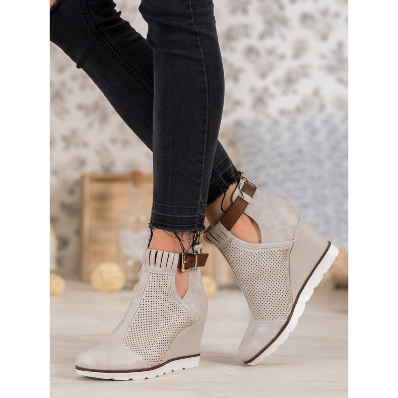 Filippo Ažurne čizme na klin smeđa 1