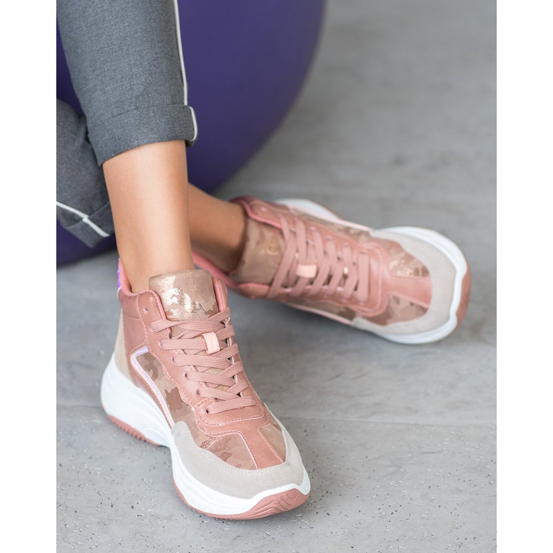 Ideal Shoes Visoke čizme na platformi ružičasta višebojan 2