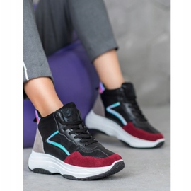 Ideal Shoes Visoke čizme na platformi crno raznobojna 1