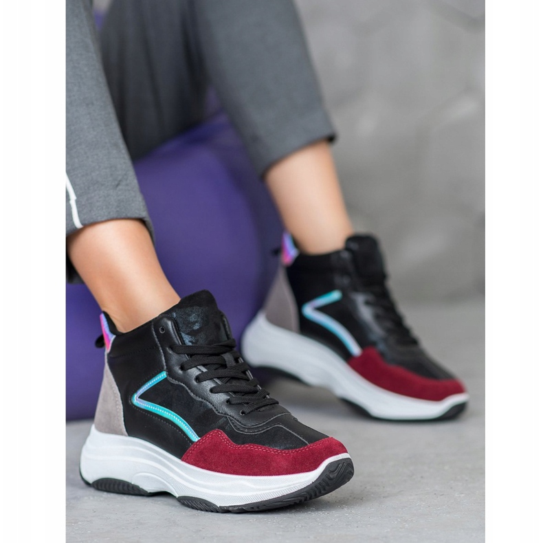 Ideal Shoes Visoke čizme na platformi crno raznobojna 1