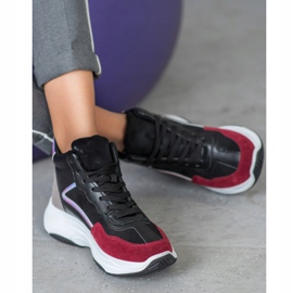 Ideal Shoes Visoke čizme na platformi crno raznobojna 2