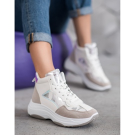 Ideal Shoes Visoke čizme na platformi bijela smeđa raznobojna 2