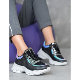 SHELOVET Tenisice sa šljokicama na platformi crna višebojan 1