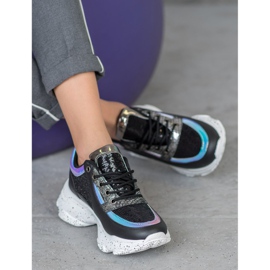 SHELOVET Tenisice sa šljokicama na platformi crna višebojan 2