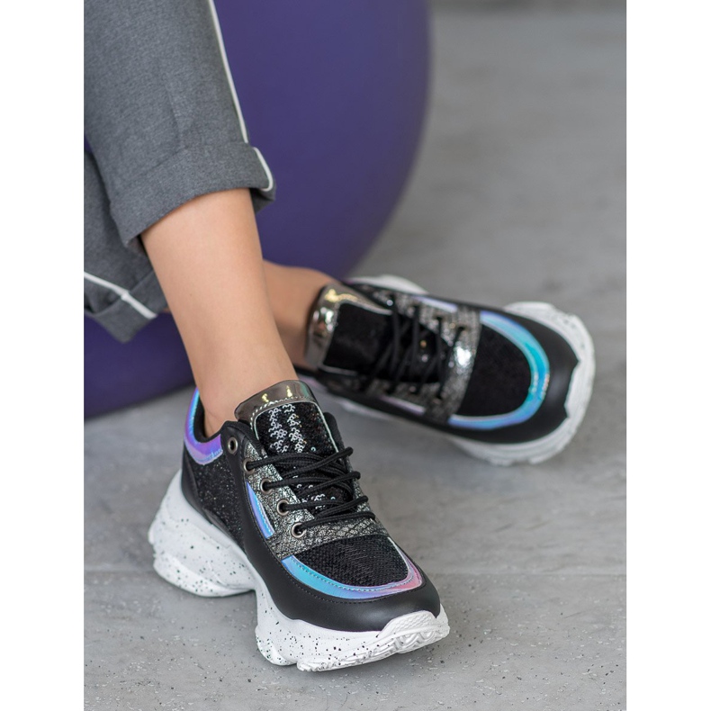 SHELOVET Tenisice sa šljokicama na platformi crna višebojan 2