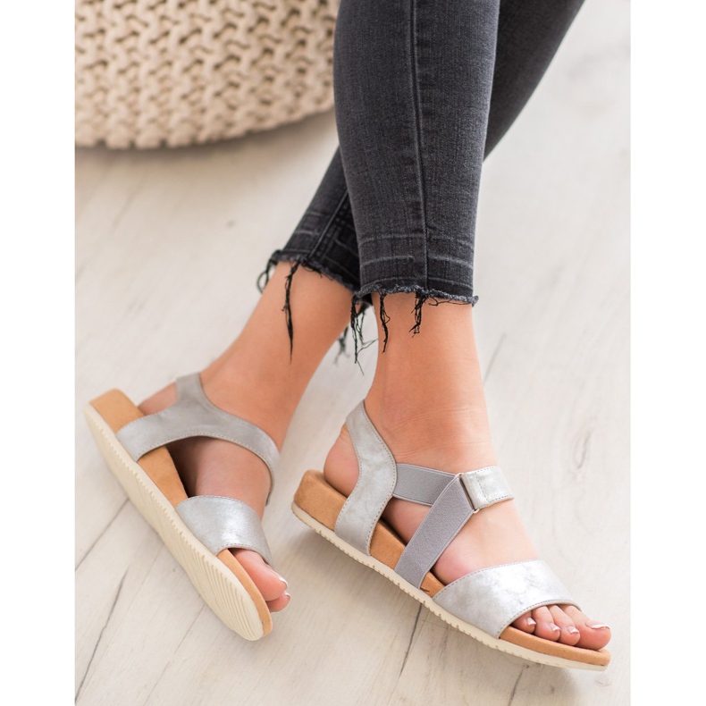 SHELOVET Udobne srebrne sandale siva 2