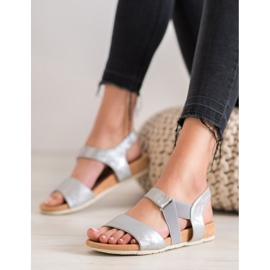 SHELOVET Udobne srebrne sandale siva 1