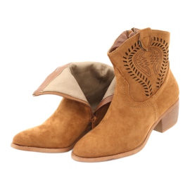 M.Daszyński Ležerne ženske kaubojske čizme Daszyński 1921, antilop smeđa 5