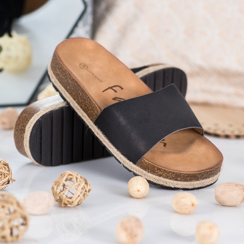 Goodin Modne crne papuče crno 1