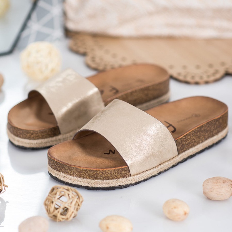 Goodin Modne zlatne papuče zlatni 1