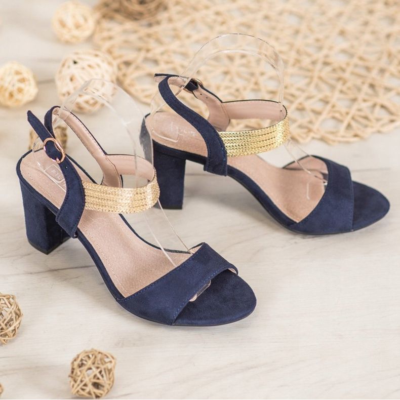 Filippo Sandale sa zlatnim pojasom plava žuta boja 2