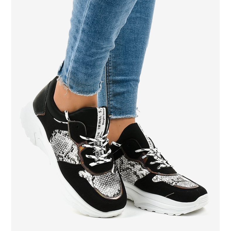 Crne YL-8 tenisice u zmijskom stilu crno 2