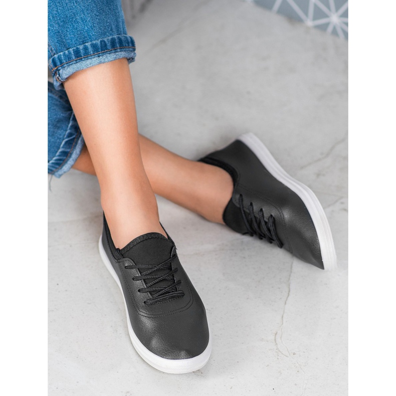 SHELOVET Lagane tenisice s eko kožom crno 1