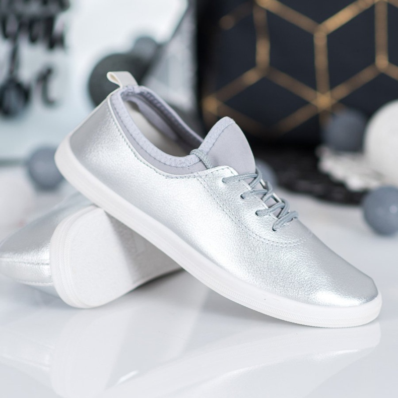 SHELOVET Lagane tenisice s eko kožom siva 1