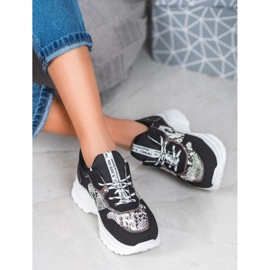 SHELOVET Crne zmijske tenisice s printom crno raznobojna 1