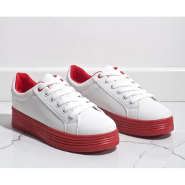 Bijele tenisice na debelom crvenom potplatu W-68 bijela crvena 2