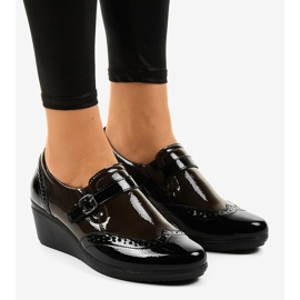 Crne cipele na klin 7-9021 smeđa crna 1