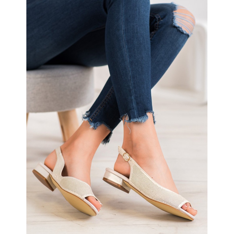 Sergio Leone Ažur sandale na niske pete žuta boja 2