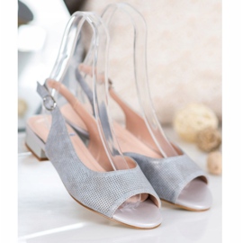 Sergio Leone Ažur sandale na niske pete siva 1