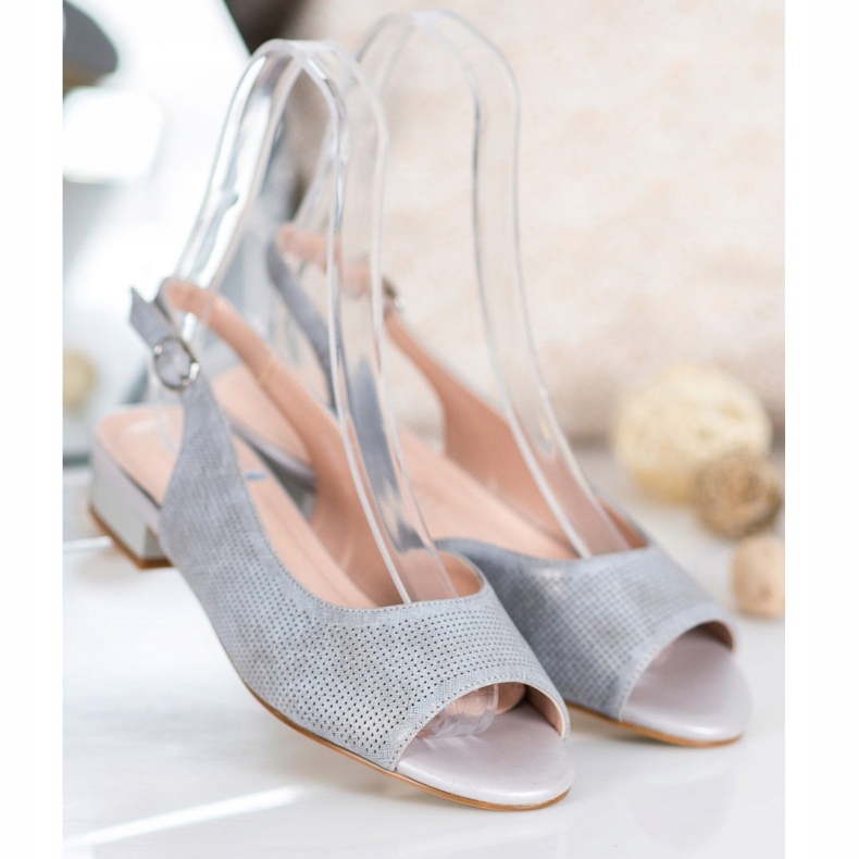 Sergio Leone Ažur sandale na niske pete siva 1