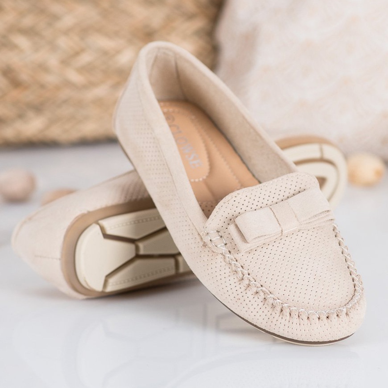 Clowse Ažurne mokasine s mašnom bež 1