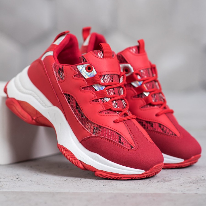 SHELOVET Tenisice sa platformom Snake Print crvena 2