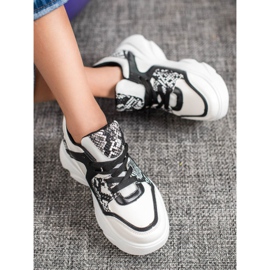 Weide Modne tenisice od eko kože bijela crno 1